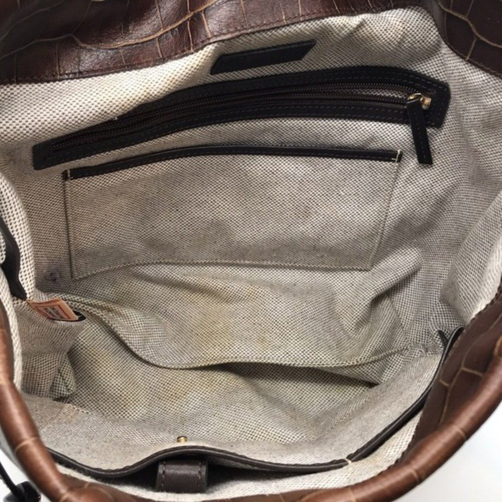 Dooney & Bourke Brown Croc-Embossed Shoulder Bag - Picture 9 of 11